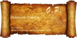 Oancsa Paula névjegykártya